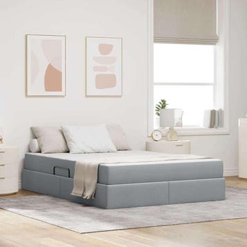 vidaXL Opbergbed met matras Lichtgrijs 140 x 190 cm, Verzenden, Nieuw