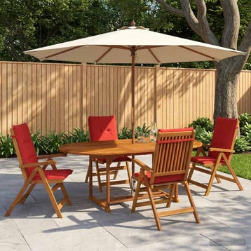 vidaXL 5-delige tuin eetset Naturel Massief Acacia Hout, Verzenden, Nieuw