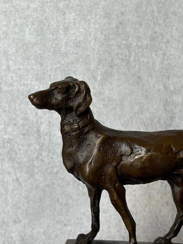 Beeld, Hazewindhond 19.5 cm - 19.5 cm - Brons, Marmer