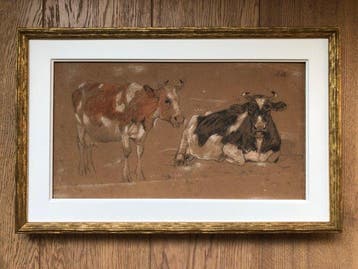 Anton Mauve sr (1838 - 1888) - Twee koeien in de wei -