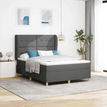 vidaXL Boxspring bed met hoofdeinde Donkergrijs 200 x 160 cm, Verzenden