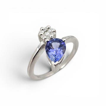 Sans prix de réserve - Bague Argent - Tanzanite & Diamonds