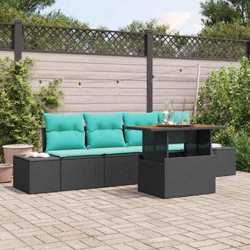 vidaXL Tuin Eettafel Set 5 st 4-Aantal zitplaatsen Zwart en, Verzenden