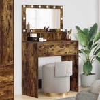 vidaXL Slaapkamer Toilet Tafels met lade Rook Eiken 80 x, Huis en Inrichting, Verzenden, Nieuw