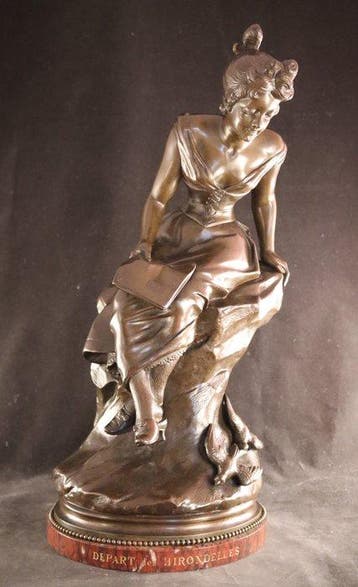 Groot antiek bronzen beeld - F. Dostal (French) - sculptuur,