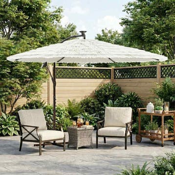 vidaXL Parasol met stalen paal 290x290x238 cm wit, Tuin en Terras, Verzenden, Nieuw