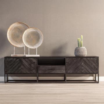 Tv-meubel Mangohout Kjeld 180 Zwart, Verzenden