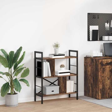 vidaXL Boekenplank Rook Eiken 75 x 30 x 91 cm Bewerkt hout, Verzenden, Nieuw