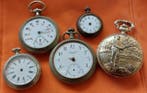 Lot of 5 antique pocket watches. - Nickel, Argentan, Metal, Antiek en Kunst