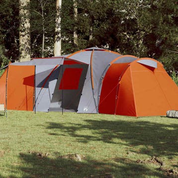 vidaXL Koepeltent 12-persoons waterdicht grijs en oranje, Caravans en Kamperen, Verzenden, Nieuw
