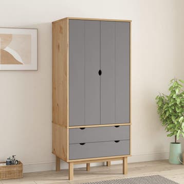 vidaXL Kledingkast OTTA 76,5x53x172 cm grenenhout bruin en, Verzenden, Nieuw