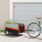 vidaXL Fietstrailer 45 kg ijzer zwart en oranje, Verzenden