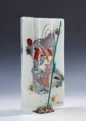 Eratini - Efrosini - Vaas - Fusingglas, polychroom en ijswit
