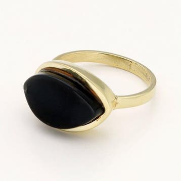 Ring - 14 karaat Geel goud Onyx, Nieuw