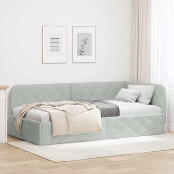 vidaXL Hoek Bed Frame Lichtgrijs 100 x 200 cm Fluweel, Verzenden, Nieuw