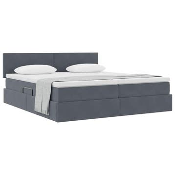 vidaXL Opbergbed 2 st Donkergrijs 200 x 200 cm Velvet, Verzenden