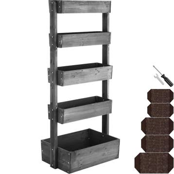 tectake Plantenbak Flora, gelakt hout, met plantenfolie - gr, Verzenden, Nieuw
