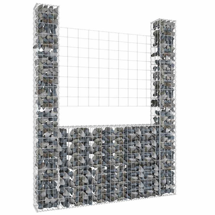 vidaXL Schanskorf U-vormig met 2 palen 140x20x200 cm ijzer, Jardin & Terrasse, Clôtures de jardin, Envoi