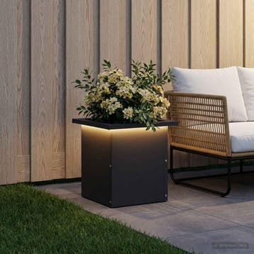 vidaXL Tuinplantenbak met led Zwart 30 x 30 x 30 cm Staal, Verzenden, Nieuw