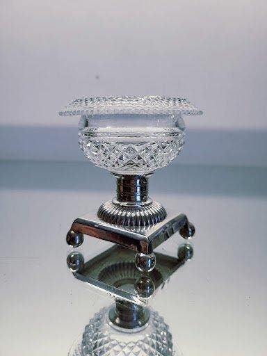 Zoutvat - .800 zilver - met kristallen coupe, Antiek en Kunst, Antiek | Zilver en Goud