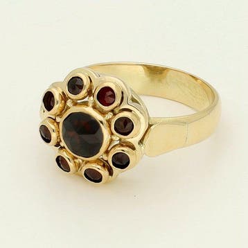 Ring - 14 karaat Geel goud - Granaat., Nieuw
