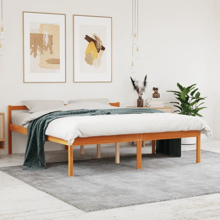 vidaXL Seniorenbed massief grenenhout wasbruin 160x200 cm, Huis en Inrichting, Slaapkamer | Bedden, Nieuw, Verzenden
