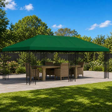vidaXL Tuinpaviljoen 6 x 3 m Groen Polyester en Staal 190, Verzenden, Nieuw