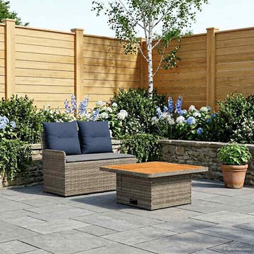 vidaXL Tuin Armleuning Sofa met Opklapbare Tafel 2 Stuk PE, Verzenden, Nieuw