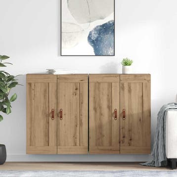 vidaXL Wandkast 2 st Artisan Eiken 69,5 x 34 x 90 cm Bewerkt, Huis en Inrichting, Verzenden, Nieuw