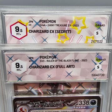 Pokémon - 2 Graded card - X2 CHARIZARD EX (FULL ART) - Graad
