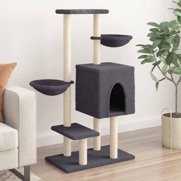 vidaXL Kattenmeubel met sisal krabpalen 117 cm donkergrijs, Dieren en Toebehoren, Verzenden, Nieuw
