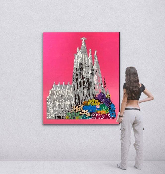 Quiona+ - ‘Sagrada Familia, Barcelona’ XL (very rare, Antiquités & Art, Art | Peinture | Moderne