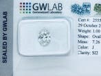1 pcs Diamant (Natuurlijk) - 1.00 ct - Ovaal - J - SI2 -, Nieuw