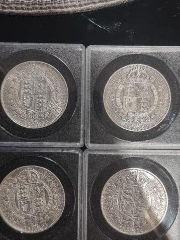 Royaume-Uni. Victoria. Half Crown 1888-1892 (Lot of 4 coins), Postzegels en Munten