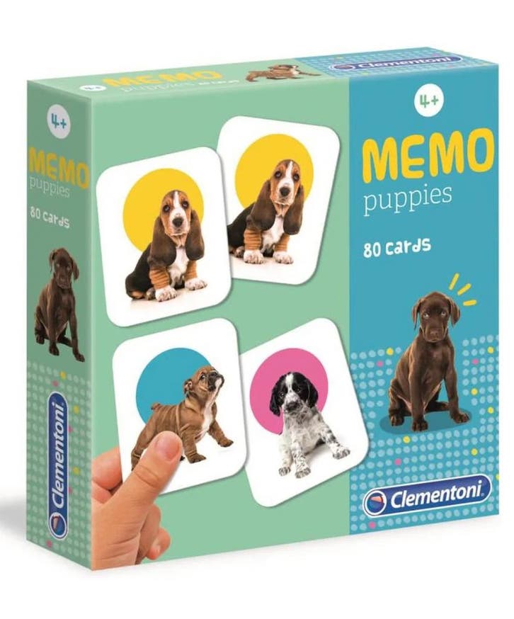 Clementoni Bordspel Memo Puppies - 80 kaarten, Hobby en Vrije tijd, Gezelschapsspellen | Kaartspellen, Nieuw, Verzenden