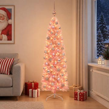 vidaXL Smalle kunstkerstboom met kerstballen 180 cm 300, Diversen, Verzenden, Nieuw