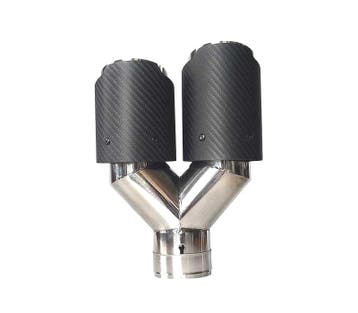 EMBOUT DÉCHAPPEMENT EN CARBONE DOUBLE DROIT LOOK AKRAPOVIC, Autos : Pièces & Accessoires, Systèmes d'échappement, Verzenden