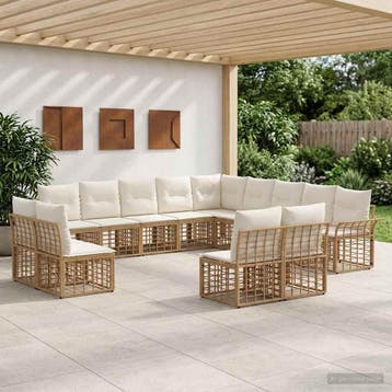 vidaXL Buiten bank set 13 st Natuurlijk en Crème Wit, Tuin en Terras, Verzenden, Nieuw
