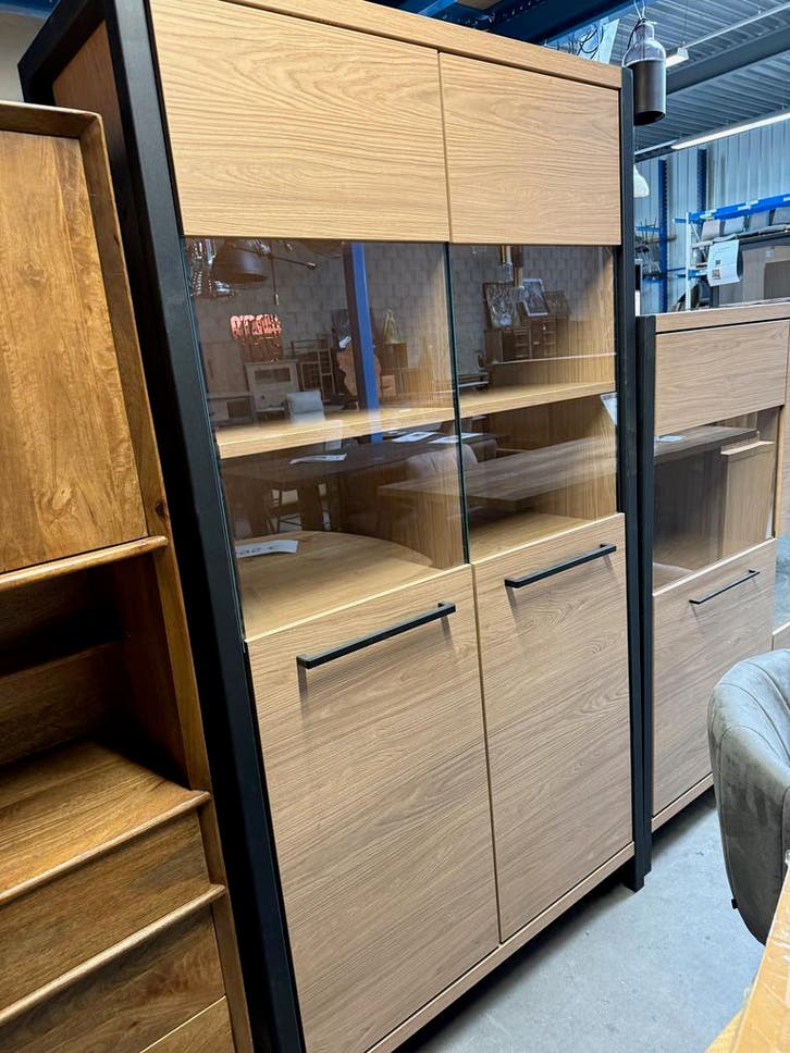 Serval vitrine/bergkast, blonde oak, Maison & Meubles, Armoires | Vitrines