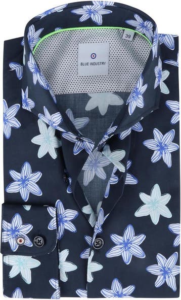 Blue Industry Overhemd Bloemen Donkerblauw maat 40 Heren, Blue Industry, Nieuw, Halswijdte 39/40 (M), Verzenden