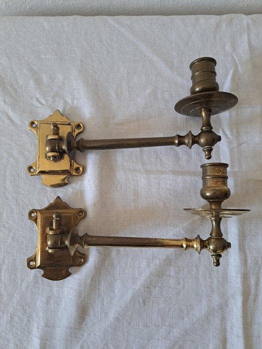 Applique avec bougie (2) - Laiton, Antiquités & Art, Curiosités & Brocante