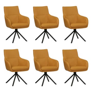 Set van 6 Leren draaibare eetkamerstoelen Fancy - Toledo, Ophalen of Verzenden
