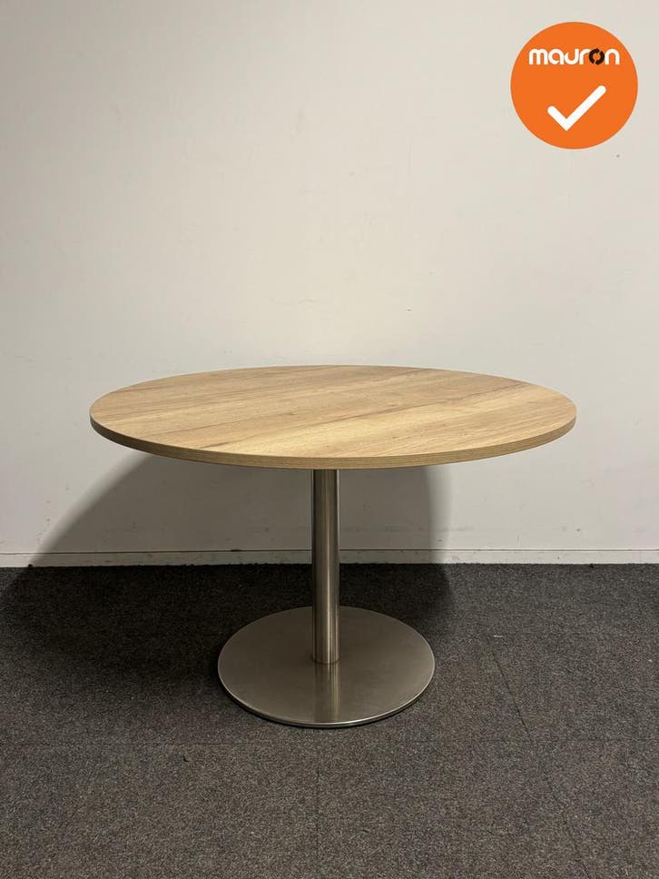 Ronde tafel - 120 cm - Trompetvoet in chroom - bladkleur naa, Articles professionnels, Aménagement de Bureau & Magasin | Mobilier de bureau & Aménagement