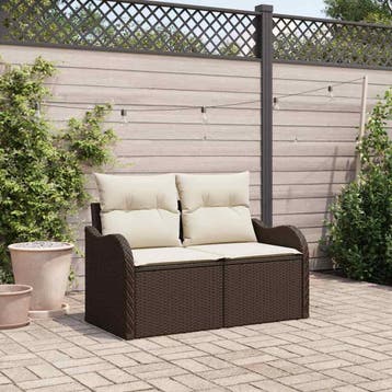 vidaXL Tuin Sofa met kussen Bruin 121 x 62 x 69cm poly, Verzenden, Nieuw