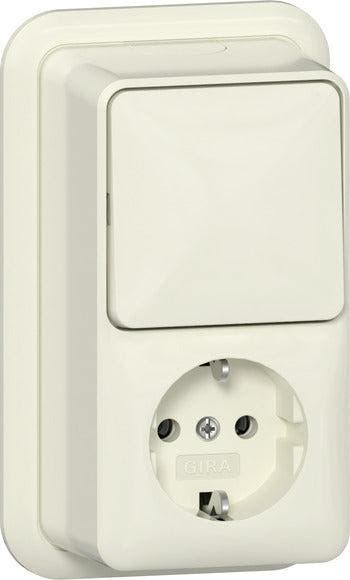 Gira Opbouw Schakelaar Stopcontact Combinatie Met Pilootlamp, Doe-het-zelf en Bouw, Elektriciteit en Kabels, Verzenden, Nieuw
