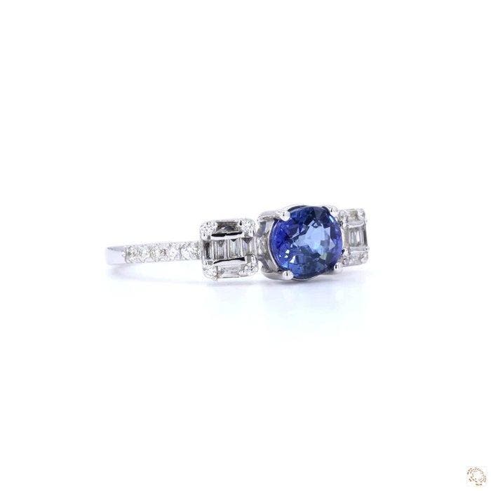 Bague - 18 carats Or blanc - 1.44ct. tw. Saphir - Diamant, Bijoux, Sacs & Beauté, Bagues