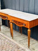 Nachtkastje (2) - Hout, Marmer - decoratieve nachtkastjes