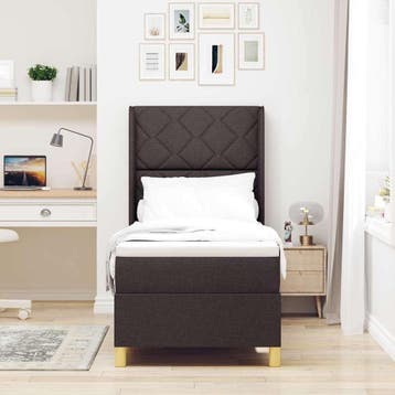vidaXL Boxspring bed met hoofdeinde Donkerbruin 80 x 200 cm, Verzenden, Nieuw