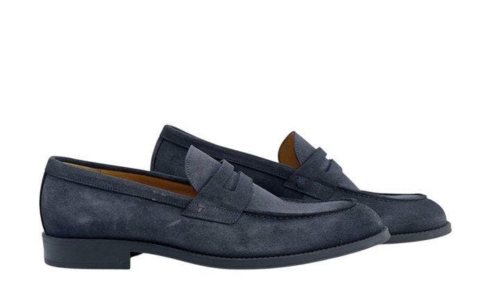 TESTONI - 8 UK / 42 IT - Penny Loafer Casual Suede Calf Blue, Kleding | Heren, Schoenen