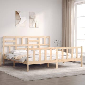 vidaXL Bedframe met hoofdbord massief hout, Verzenden, Nieuw
